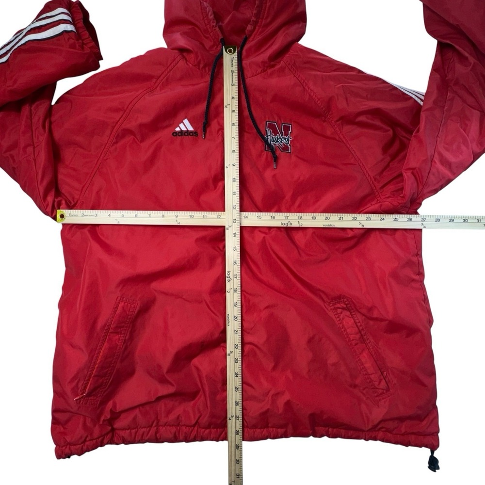 Vintage Y2K Adidas x Nebraska Corn Huskers Hooded Reversible Jacket No Size Tag - Picture 3 of 8